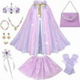 thumbnail image 6 of 【Uhome】Princess Dress up Clothes for Little Girl, 11Pcs Princess Cape with Crown, Princess Dresses for Girl 3-8 Birthday Gift, 6 of 7