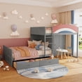 thumbnail image 3 of Harper & Bright Designs Full Size Offset Bunk Bed with Wardrobe & Drawers, Wood Space-Saving Bunk Bed Full over Full Size with Built-in Closet, Hanging Rod, Upholstered Guardrail & Storage, Gray, 3 of 20