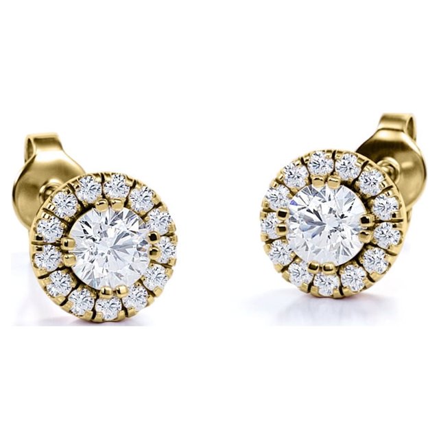 Pendientes JeenMata con Diamantes Redondos de 0,48 Quilates Chapado en Oro Amarillo de 18 K sobre Plata