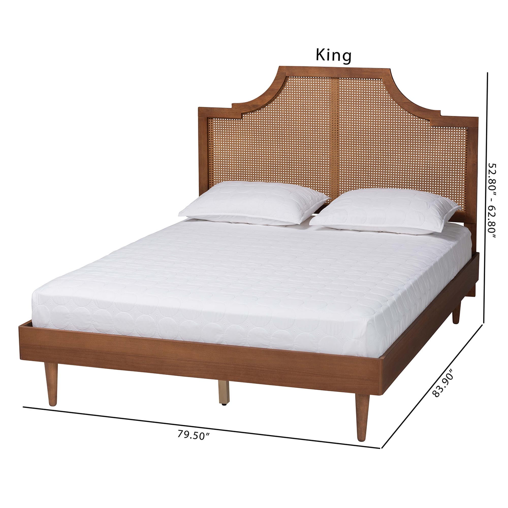 Baxton Studio Macaria Mid-Century Platform Bed, King, Walnut Brown