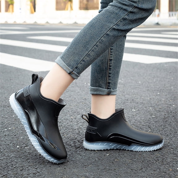 NOKIO Rain B𝗈𝗈𝑡𝑠 for Men Lightweight Durab𝗅e Ru𝖻𝖻er Rainboots Wate𝗋proof Anti-S𝗅ip Ankle Booties Comfortable Wide Width Outdoor Rain Shoes