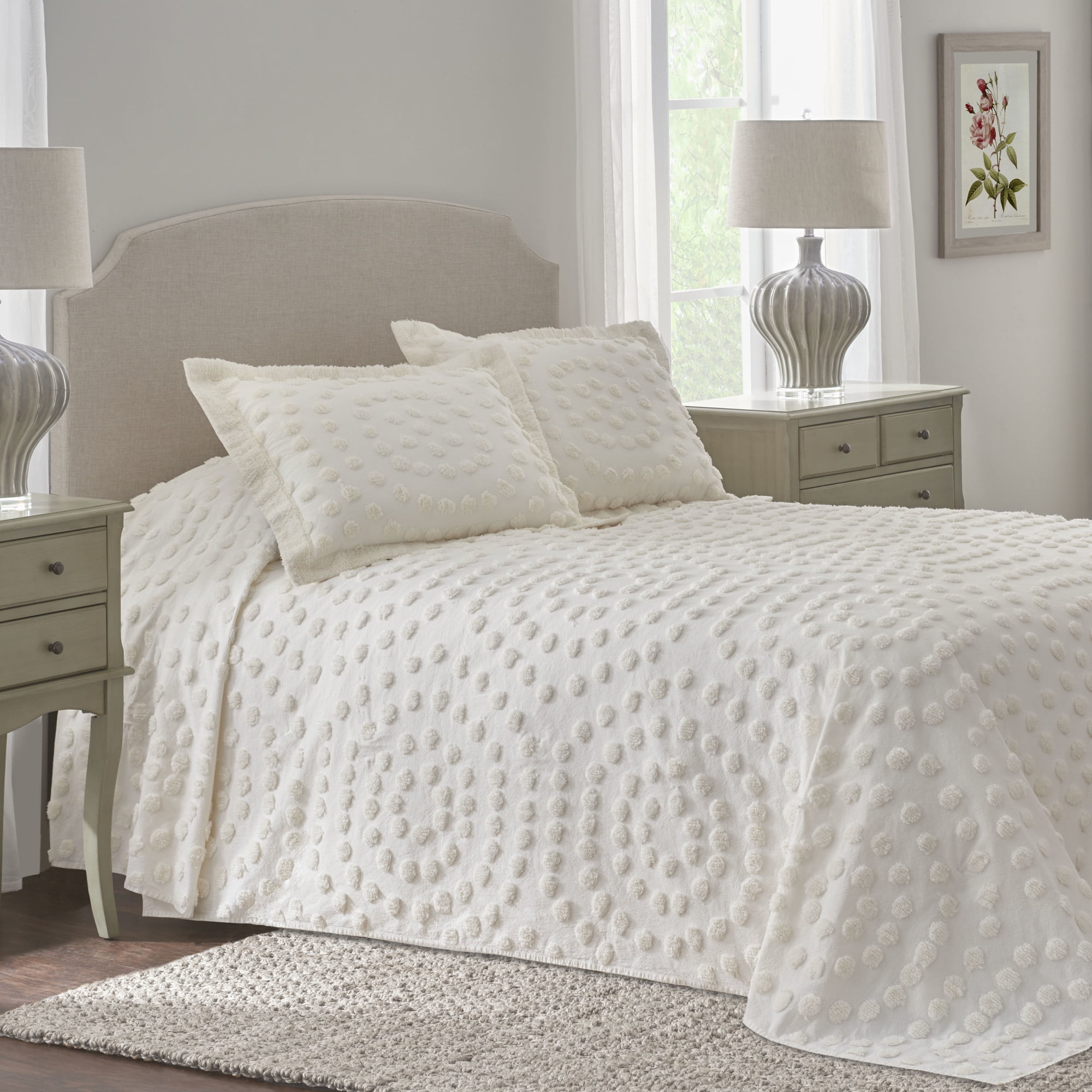 Cozy Beddings S1604-1Q Allyson 3Pc Quilted Bedspread Ivory Coverlet,Ivory,Queen