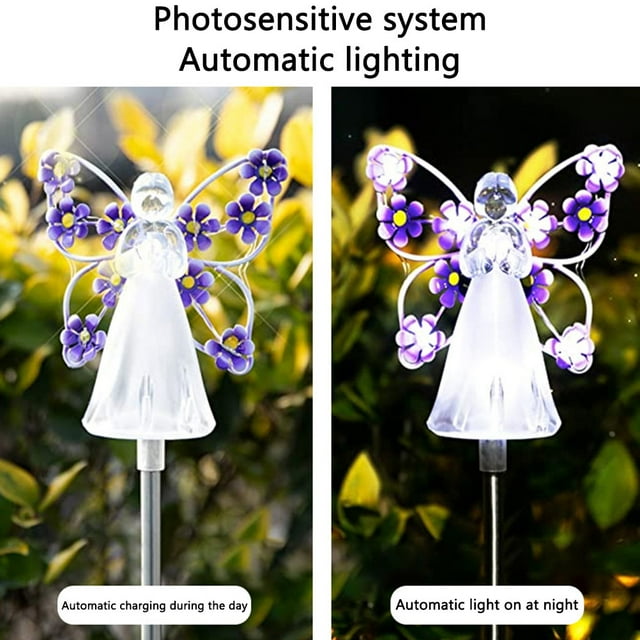 Angel Solar Lights Led Solar Garden Lights 2 Pack Angel Solar Lights LED Solar Garden Lights Outdoor Garden Decoration Waterproof Solar Lights For Halloween Christmas