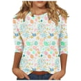thumbnail image 1 of TSADFHJI Hauts pour Femmes Élégants TG Mode Dames Imprimé Saint-Patrick Décontracté Manches 3/4 Col Rond T-Shirt Haut S, 1 of 5