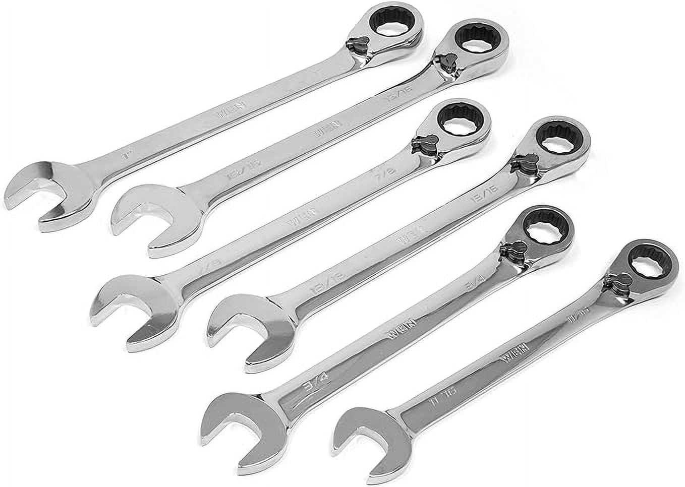 WEN 13-Piece Professional-Grade Reversible Ratcheting SAE Combination Wrench Set with Storage Rack