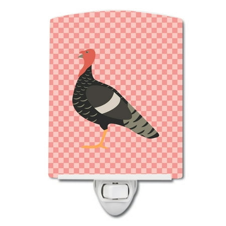 

Caroline s Treasures BB7987CNL Marragansett Turkey Pink Check Ceramic Night Light 6x4x3 multicolor