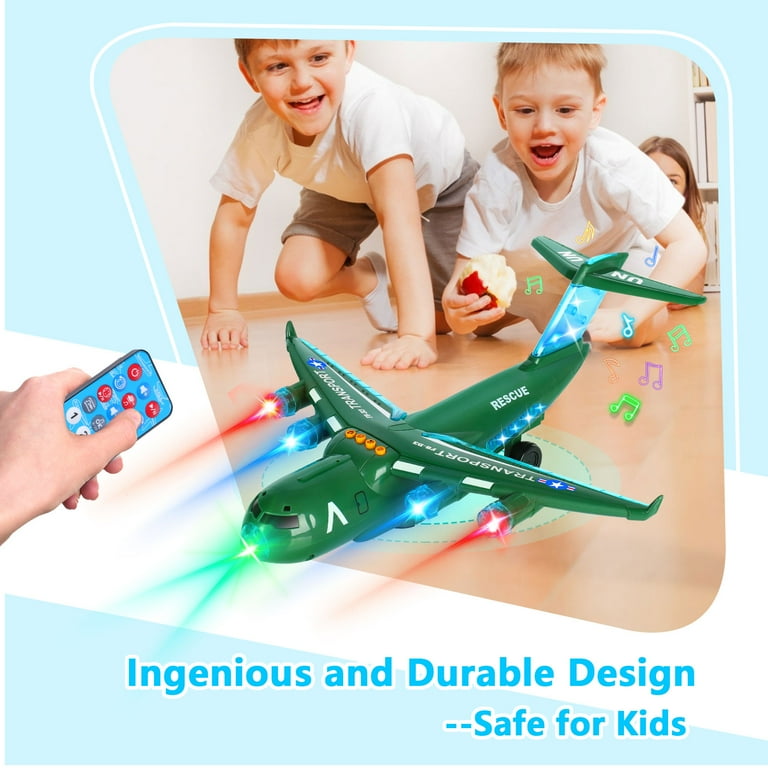 CJC Electric Airplane Toys for Kids Bump and Go Action Airplane Model Plane with Attractive Lights and Sounds Changes Direction on Contact Great
