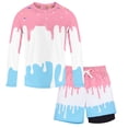 thumbnail image 2 of RTKFRFLM Boys Ice Cream Print Swimsuit Long Sleeve Rash Guard and Swim Trunks with Compression Liner Bathing Suit 3-14Y, 2 of 5