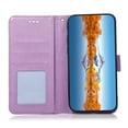 thumbnail image 3 of TOP SHE PU Leather Embossed Three Cards Folding Folio Case with Cards Holder Pocket Lanyard Anti-Scratch Shockproof Bumper Cover Case For Samsung Galaxy A10,Purple, 3 of 5