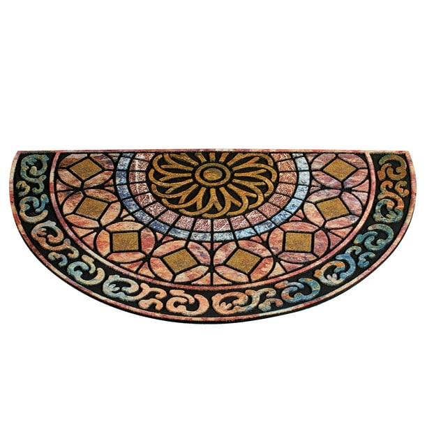 Faux Stone Pattern Slice Terracotta Doormat Outdoor Half Circle