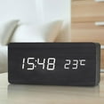 thumbnail image 4 of Digital Alarm Clock Wood USB/Battery Thermometer LED Display for Home Office Decor Kids - White, 4 of 6