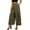 a-Army Green37776, variant on Womens Solid Color High Waisted Wide Leg Culottes Elastic Waist Pleated Front Side Pockets Lightweight Flowy Casual Trousers For Summer Daily Wear Red S