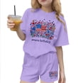 thumbnail image 3 of ZVAVZ Boys Girls 4th of July Outfits American Flag Graphic Tee and Shorts Patrotic Matching Set 250th Anniversary Clothing Set Summer Casual Tracksuit Purple 3-4Years, 3 of 7
