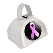 Breast Cancer Pink Ribbon on Black White Cowbell Cow Bell