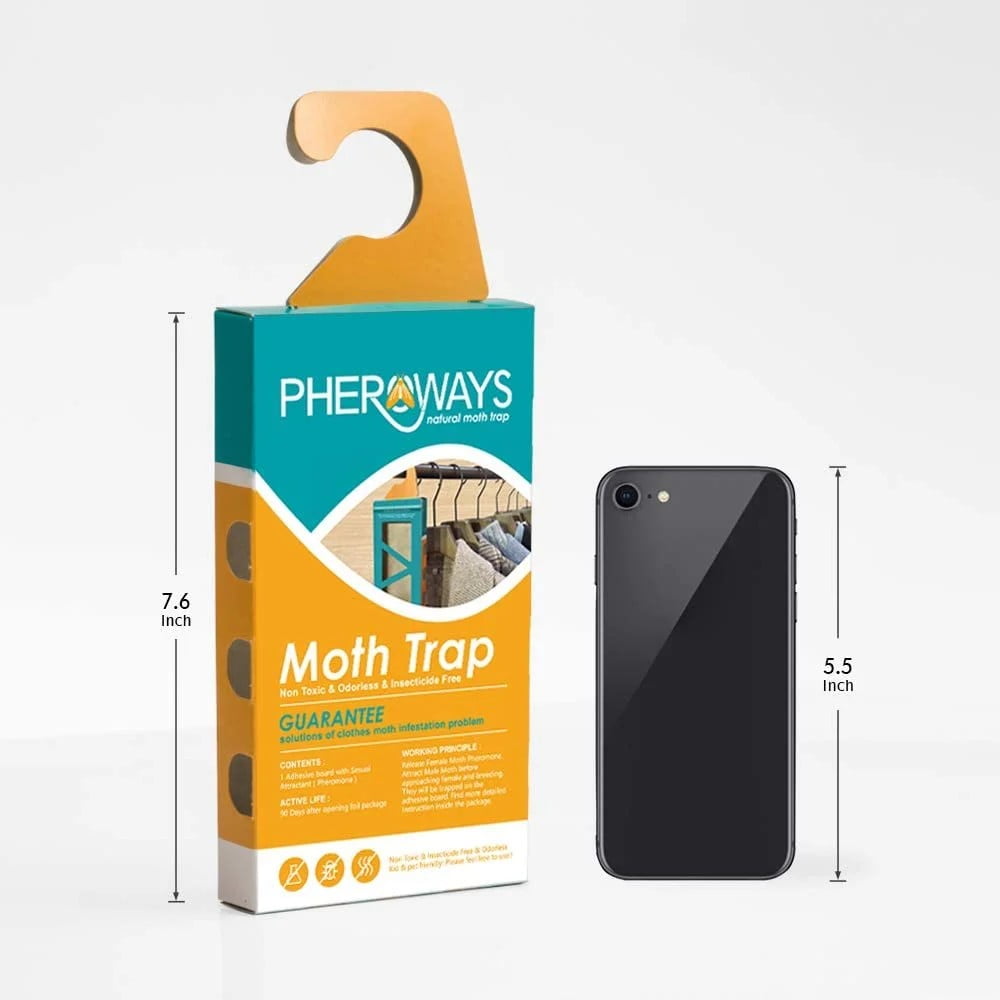 Pheroways Clothes Moth Traps, Safe Moth Traps for Closet Clothing and Carpet Moth Traps, Effective Guaranteed (6 Pack)