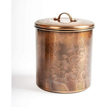 NuSteel Etched Antique Copper 1 QT Stainless Steel Canister, Beautiful Food Storage Container for Kitchen Counter, Tea, Sugar, Coffee, Caddy, Flour Canister with Rubber seal lid,TG-1392AC-1