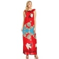 thumbnail image 5 of Sakkas Abby Womens Casual Long Tropical Off Shoulder Dress Elastic & Floral Print - Red - XXL, 5 of 5