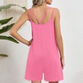thumbnail image 4 of Pantalones Cortos de Verano para Mujeres sin Mangas Mono de Cuello Redondo de Bolsillo de Color Sólido, Pantalones Cortos Casuales de Poliéster, Lavado a Mano Verano Primavera Desgaste, 4 of 7