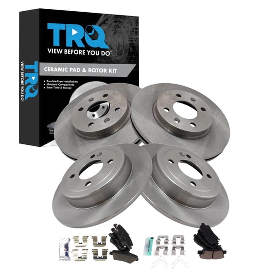 TRQ Front and Rear Brake Pad and Rotor Set Ceramic Fits 2018 Kia Rio