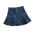 thumbnail image 4 of Women Denim Skirts Short Casual Slim A-line Pleated Ruffle, 4 of 4