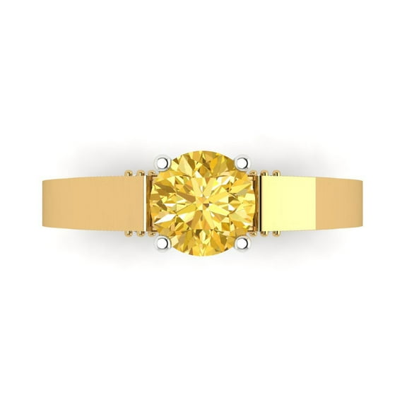 1.06 ct Round Cut Natural Citrine Solitaire 14K Yellow/White Gold Womens Engagement Ring