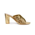 thumbnail image 3 of BLISSFUL STEP Women's Shoes Strap Slip on Block Heel Slide Sandals Gold 5.5, 3 of 7