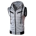 thumbnail image 3 of Joernso Color Block Summer Sports Men Zipper Sleeveless Fitness Hoodies Hooded Vest, 3 of 4