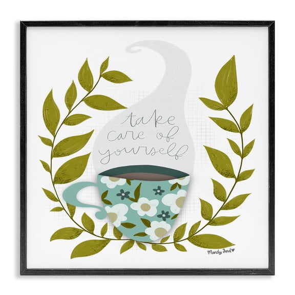 Stupell Industries Cottage Take Care with Relaxing Coffee Black Framed Giclee Art, 12 x 12, by Mandy Ford Art   Illustration