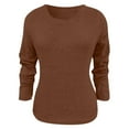 thumbnail image 3 of Women's Solid Color Fashion Long Sleeve Sweater Top Blank Top Womens plus Ruffle Blouse Hot Maternity Thin Top Women Women Tops Loose Women's Tunic Tops Casual Tops Womens Blouses And Tops plus Size, 3 of 3