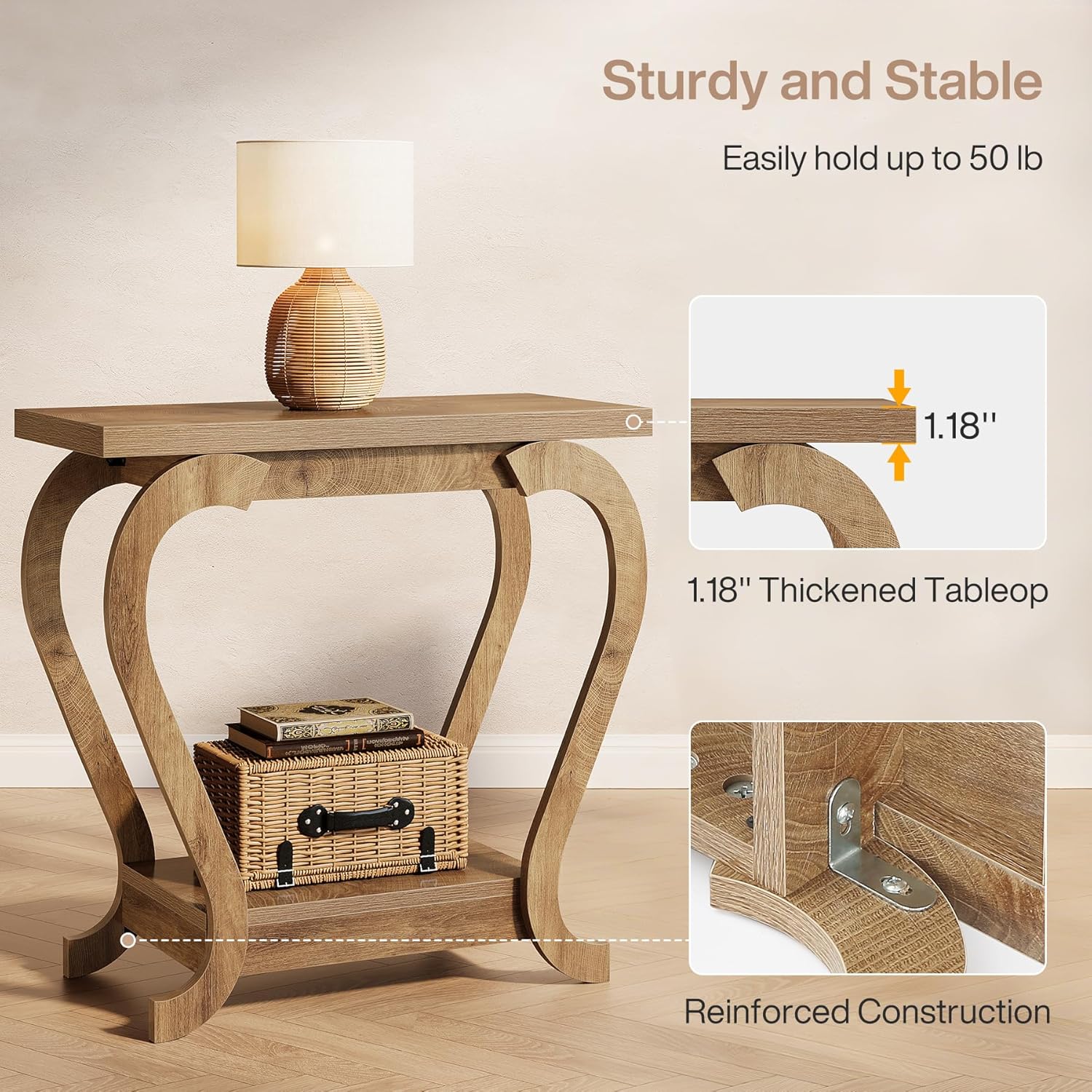 Tribesigns End Table, Narrow Wood Side Table with Storage Shelves, 2-Tier Bedside Accent Furniture for Living Room