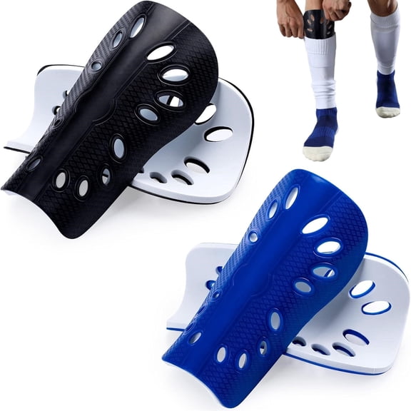 2 Pairs Soccer Shin Guards with Breathable Sleeves, EVA Cushion Protection for Boys, Girls, Youth, Men and Women Football Games