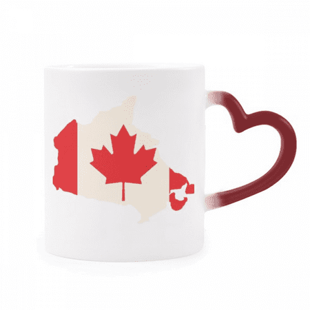 

Red Maple Symbol Canada Country Flag Heat Sensitive Mug Red Color Changing Stoneware Cup