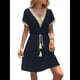 thumbnail image 1 of Vestido Informal de Verano con Cintura Ajustada para Mujer para Vacaciones Azul Oscuro M, 1 of 7