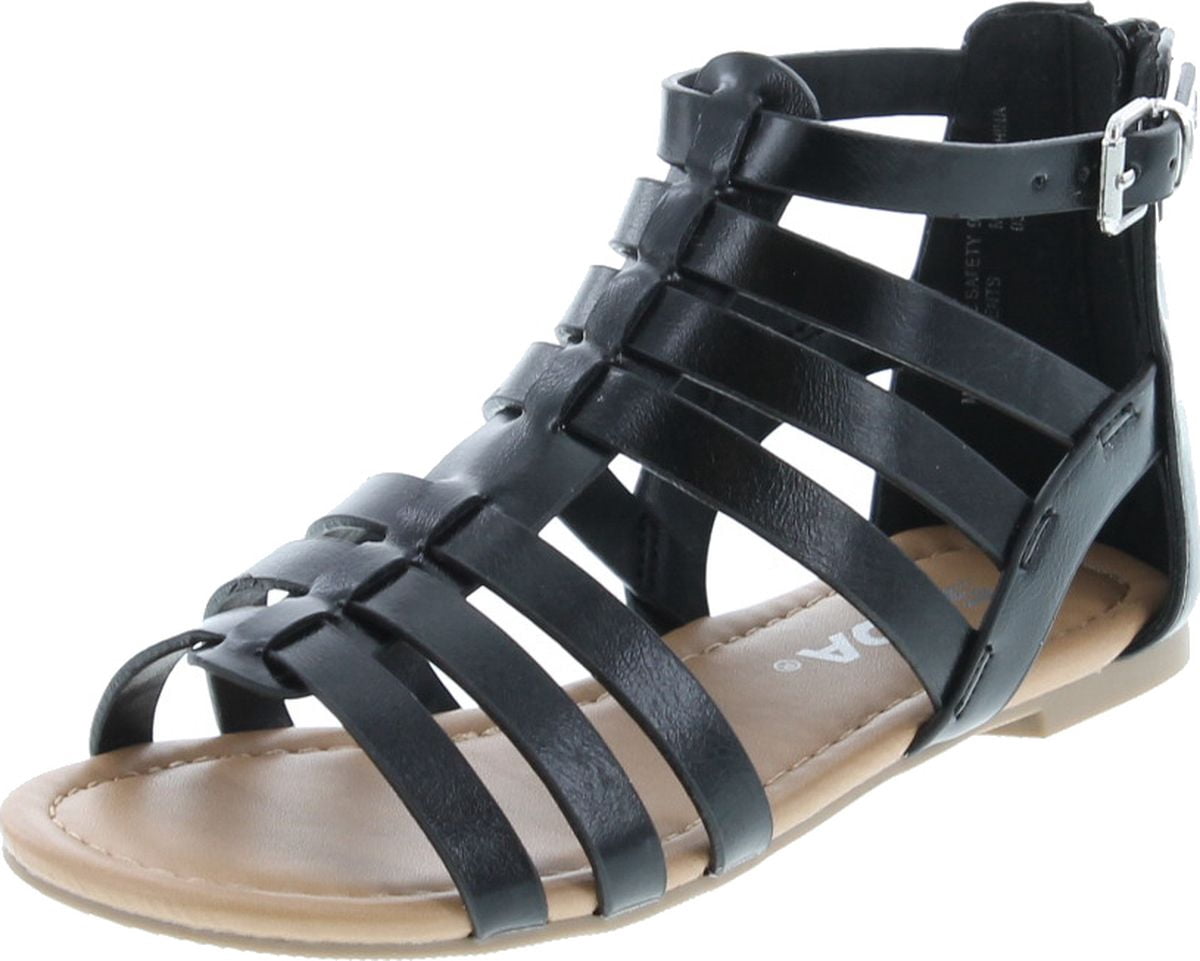 Soda Dixon 2A Little Girls Strappy Peep Toe Gladiator Sandals, Black, 9 -  Walmart.com