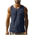 thumbnail image 1 of YanHoo Mens Linen Tank Tops Sleeveless Round Neck Workout Shirts Big and Tall, 1 of 7