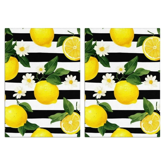 2 Pcs Funny Kitchen Towels,Lemons and Daisies Microfiber Dish Towels,Kitchen Tea Towels,Kitchen Towel Set (18" X 26")
