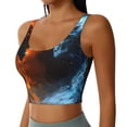 thumbnail image 2 of Fotbe Red And Blue Fire Skull Warrior Sujetador Deportivo Largo sin Aros para Mujer con Almohadillas y Soporte Medio, Transpirable y Absorbente, Camiseta Tipo Chaleco o Tank Top-Medium, 2 of 8