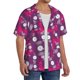 thumbnail image 2 of Balery Vintage Vinyl Record Camisa Casual de Manga Corta con Botones para Hombre, Texturizada, Estilo Cubano, para Playa, Verano-X-Large, 2 of 5