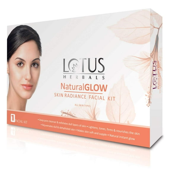 Lotus Natural Glow Facial Kit for natural-looking glowing skin, with 5 easy steps, 50g (Single use)