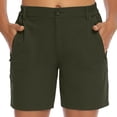 thumbnail image 6 of BXJX Womens Bermuda Shorts, Zipper Pocket Above the Knee Walking Elastic Waist Cargo Shorts Green Size L, 6 of 9