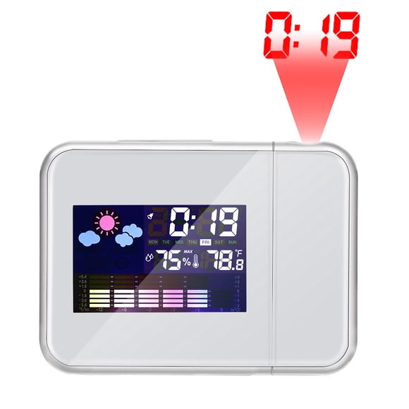 Despertadores Digitales Multifunción Pantalla A Color Reloj De Escritorio Pantalla Temp Calendario Proyección De Tiempo seitruly HA026240-01