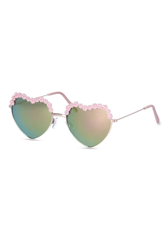 Justice Girls Pink Flower Heart Sunglasses