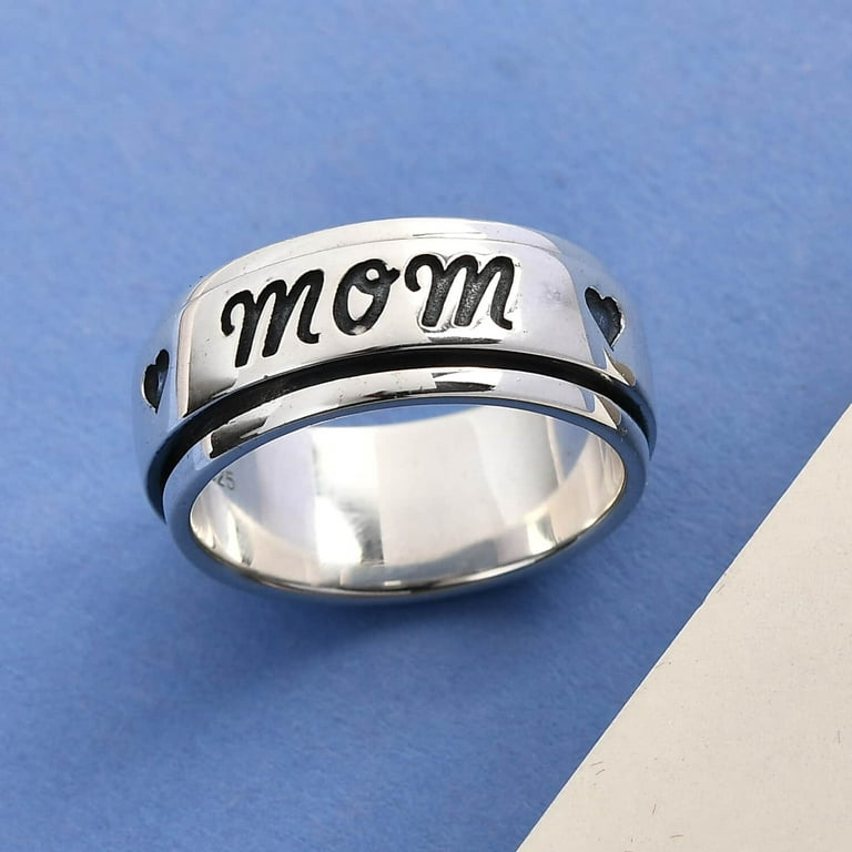 Luna: Rectangle Sterling Silver Monogram Ring 5 / Silver