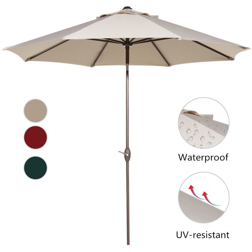 Abba Patio 11' Market Push Button Tilt and Crank Patio Umbrella