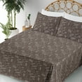 thumbnail image 3 of Ambesonne Exotic Fitted & Flat Sheet with Sham 3 Pcs Set, Hawaii Minimalist Leaves Art, Twin XL, Brown White, 3 of 5
