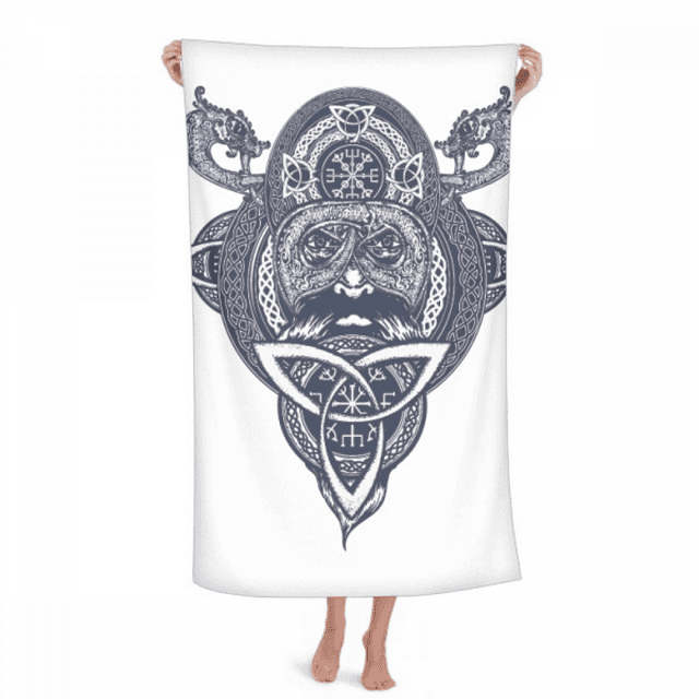 Chinese Dragon People Head Art Pattern Hand Towel Bath Facecloth Soft Cotton Washcloth