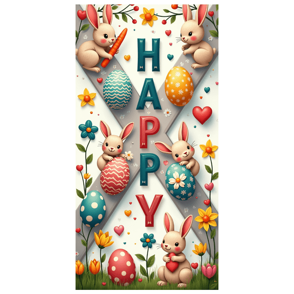 LUUFILx Easter Bunny Egg Banner Party Decoration Backdrop Spring Festival Celebration Photography Props Background Festive Decor for Baby Shower and Events