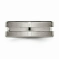 thumbnail image 3 of Grey Titanium Ring Band Wedding Grooved 8mm Brushed and Polished, 3 of 6