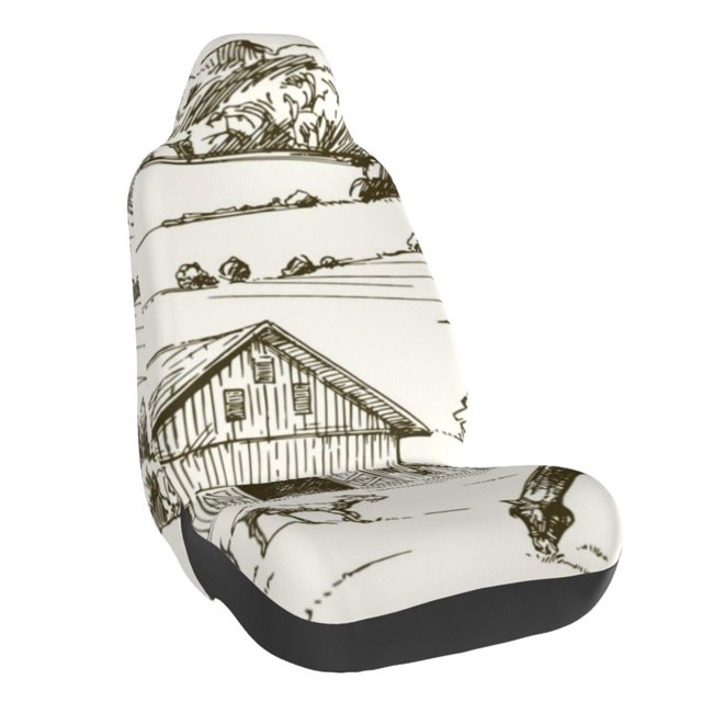 Wukai Farm Animals 2 Full Set Car Seat Covers with Soft Padding Universal Auto Front Seats Protector and Cushion Mat