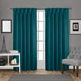 thumbnail image 2 of Exclusive Home Sateen Twill Woven Room Darkening Blackout Pinch Pleat/Hidden Tab Top Curtain Panel Pair, 108" Length, Teal, 2 of 6